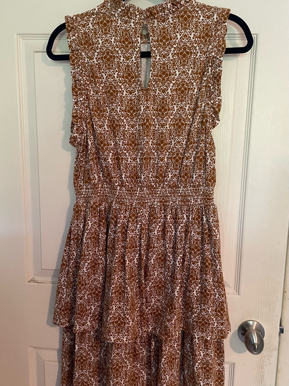 Biden Sleeveless Brown & White Printed Midi Dress - Size 10L - Picture 5 of 5
